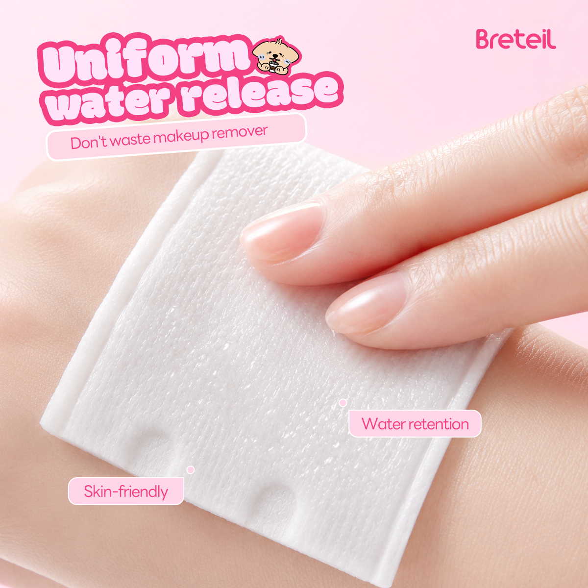 Breteil New Arrival Thick Cotton Pads  Silky Soft Deep Cleansing Multi-Use As a Wet Compress Pad Dry Wet Use Makeup Remover Pad - 图片 7