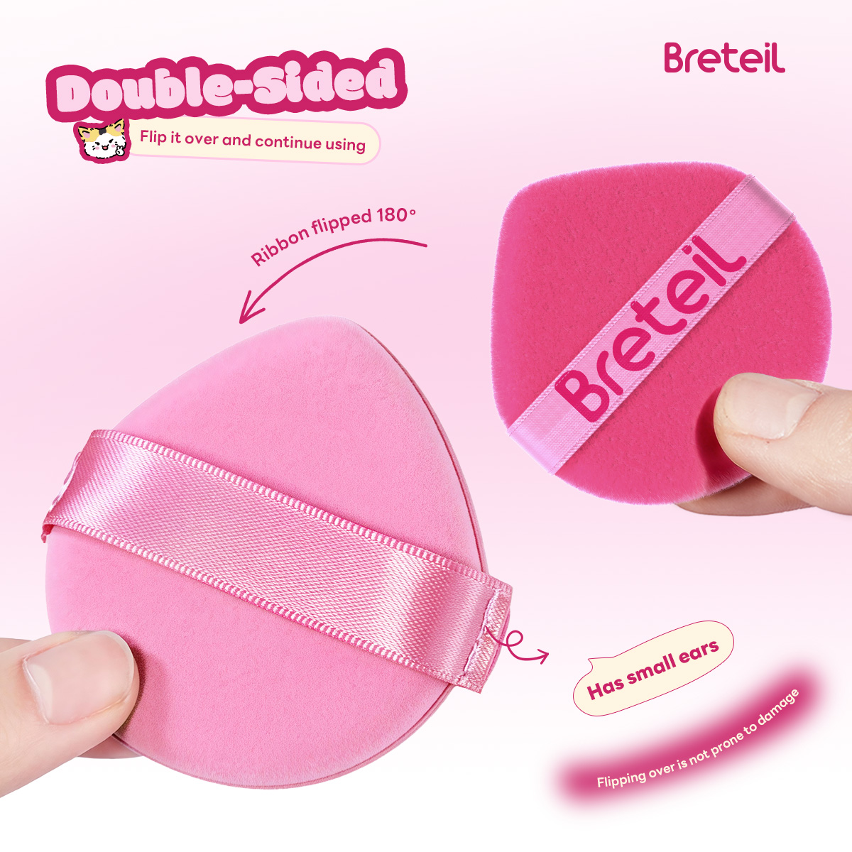 Breteil Wholesale Powder Puff Loose Sponge Washable Powder Powder Cosmetic Soft Cotton Puff Teardrop-shaped Powder Puff - 图片 6