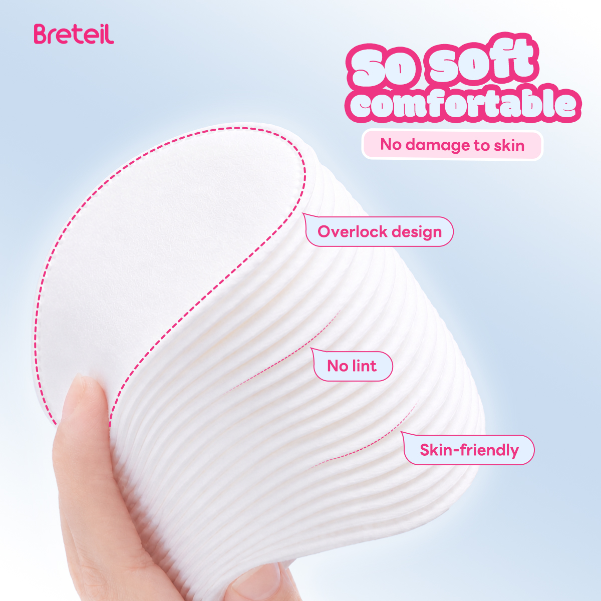 Breteil Wholesale Round Thick Makeup Remover Pads Silky Soft Multi-Use Makeup Remover Pads  Wet Compresses Makeup Remover - 图片 6