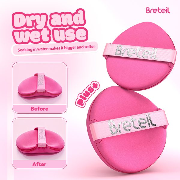 Breteil Wholesale  9PCS Powder Puff Loose Sponge Washable Soft Cotton Puff Teardrop-shaped 9PCS Double-sided Powder Puff