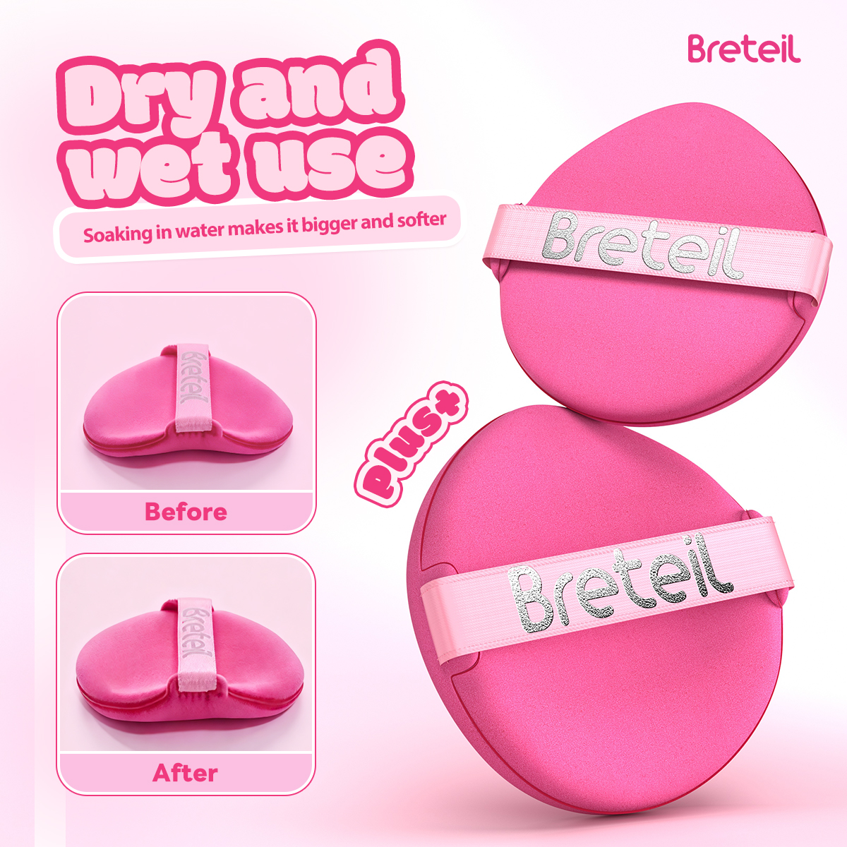 Breteil Wholesale  9PCS Powder Puff Loose Sponge Washable Soft Cotton Puff Teardrop-shaped 9PCS Double-sided Powder Puff - 图片 7