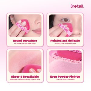 Breteil Wholesale Powder Puff Loose Sponge Washable Powder Powder Cosmetic Soft Cotton Puff Teardrop-shaped Powder Puff - 图片 7