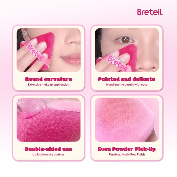 Breteil Wholesale Powder Puff Loose Sponge Washable Powder Powder Cosmetic Soft Cotton Puff Triangle-shaped Powder Puff