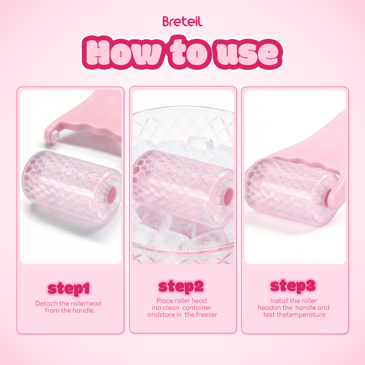 Breteil Skincare Ice Therapy Device Facial Soothing Lifting Anti-Wrinkle Cold Therapy Ice Stick Facial Massage Roller - 图片 8