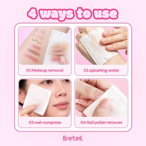 Breteil New Arrival Thick Cotton Pads  Silky Soft Deep Cleansing Multi-Use As a Wet Compress Pad Dry Wet Use Makeup Remover Pad - 图片 8