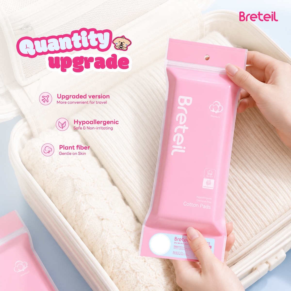 Breteil Wholesale Round Thick Makeup Remover Pads Silky Soft Multi-Use Makeup Remover Pads  Wet Compresses Makeup Remover - 图片 7