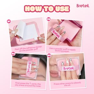 Breteil New Arrival Wholesale  Long-lasting Oil Control Prevent Makeup Smudging Portable Face Mirror case Oil-absorbing Paper - 图片 8