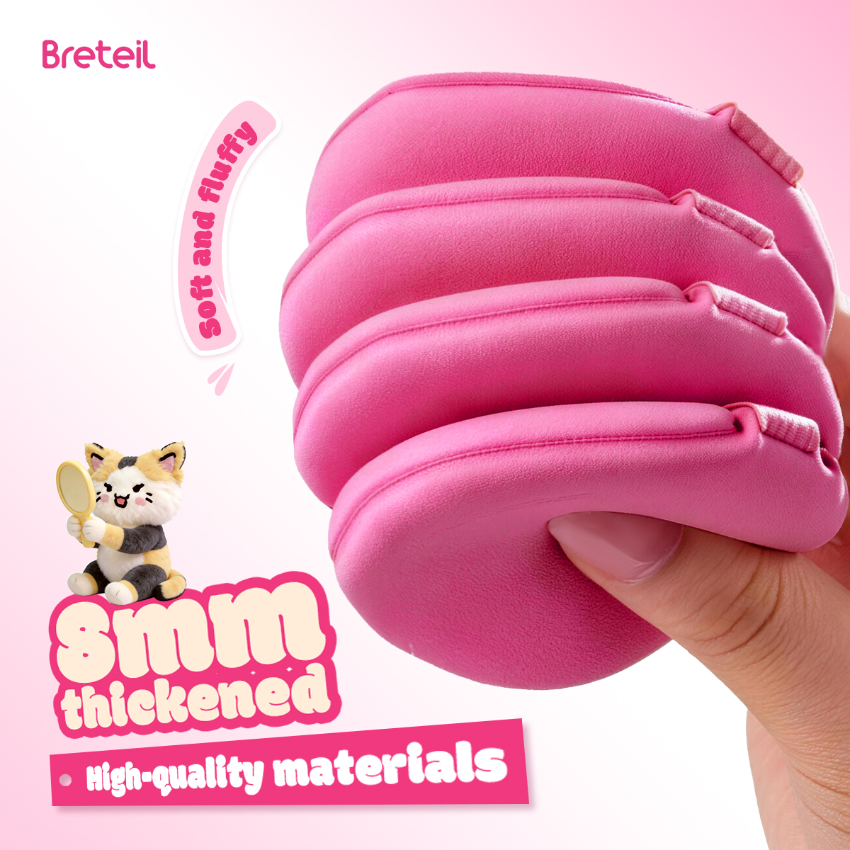 Breteil Wholesale  7PCS Double-sided Powder Puff Loose Sponge Washable  Soft Cotton Puff Teardrop-shaped 7PCS Powder Puff - 图片 7