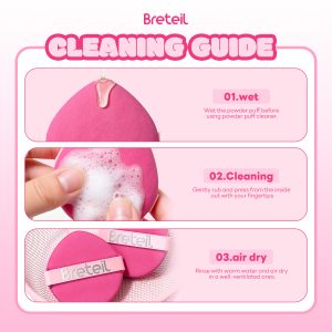 Breteil Wholesale  9PCS Powder Puff Loose Sponge Washable Soft Cotton Puff Teardrop-shaped 9PCS Double-sided Powder Puff - 图片 9