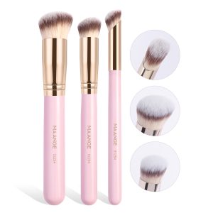 MAANGE 3pcs Professional Face Beauty Tools Highlighter Brush Loose Powder Contour Foundation Brushes Make up Set