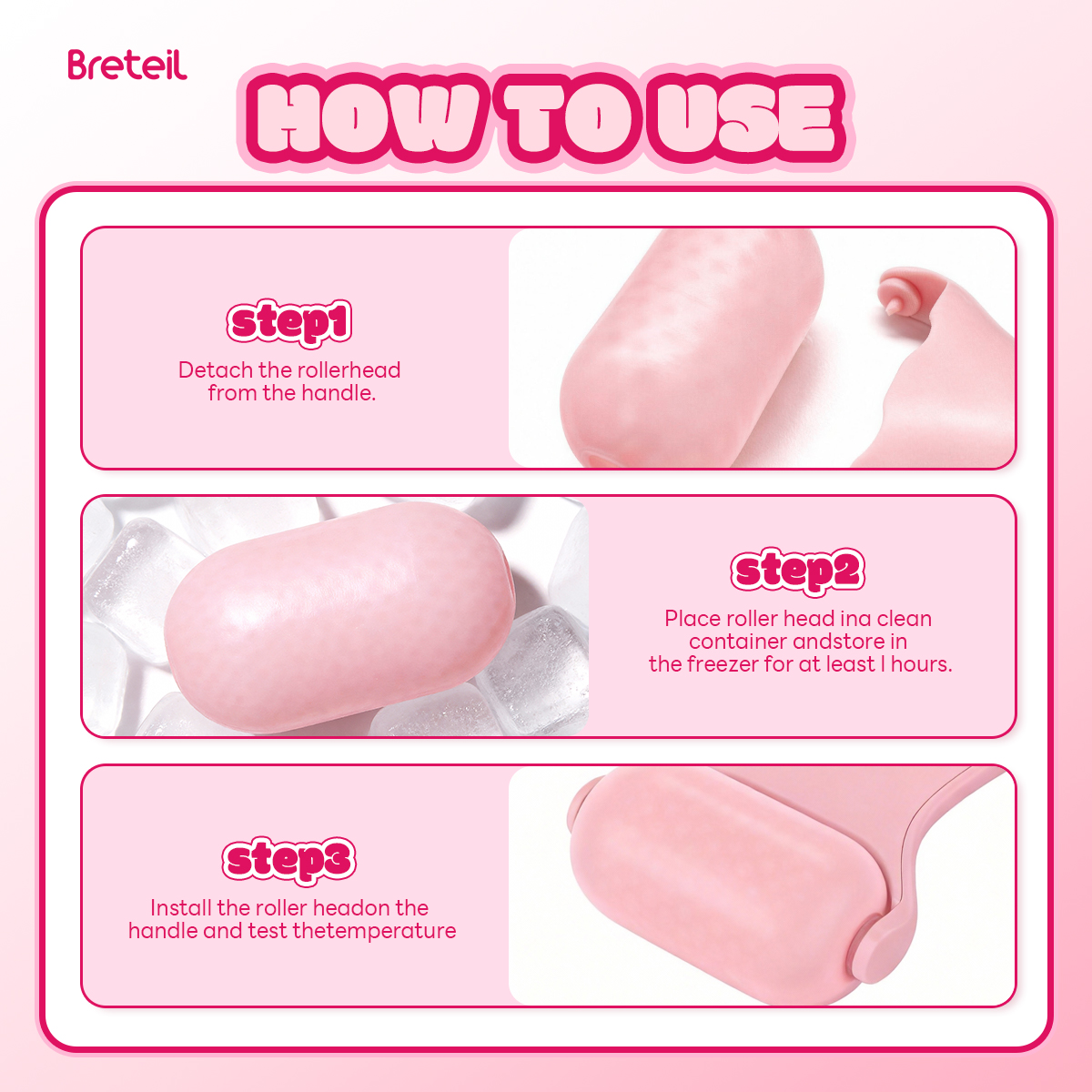 Breteil Wholesale Skincare Ice Therapy Device Facial Soothing Lifting Anti-Wrinkle Cold Therapy Ice Stick Facial Massage Roller - 图片 8