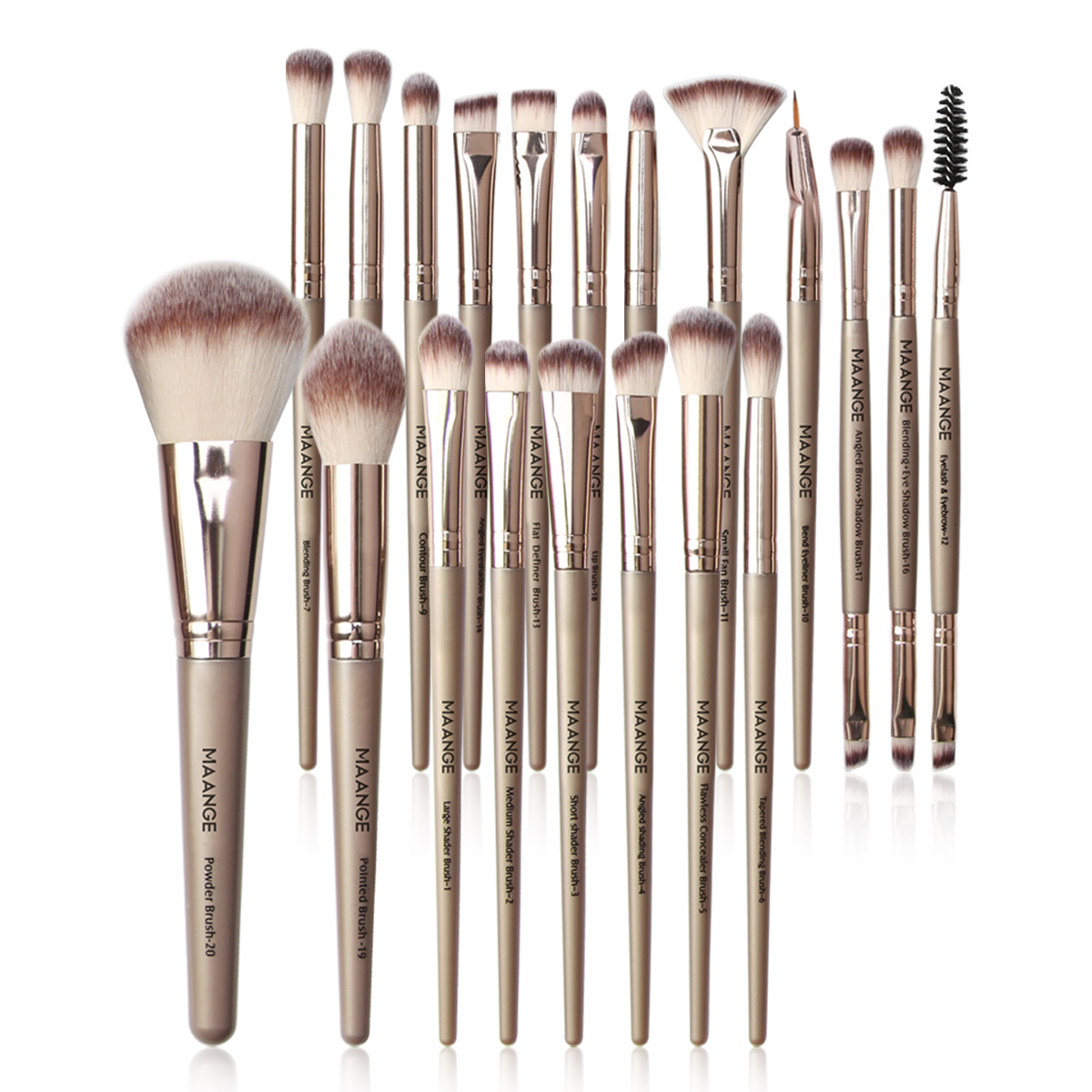 MAANGE 20PCS Professional Synthetic Makeup Brush Set Private Label &Customizable Facial Professional Makeup Brush Set - 图片 1