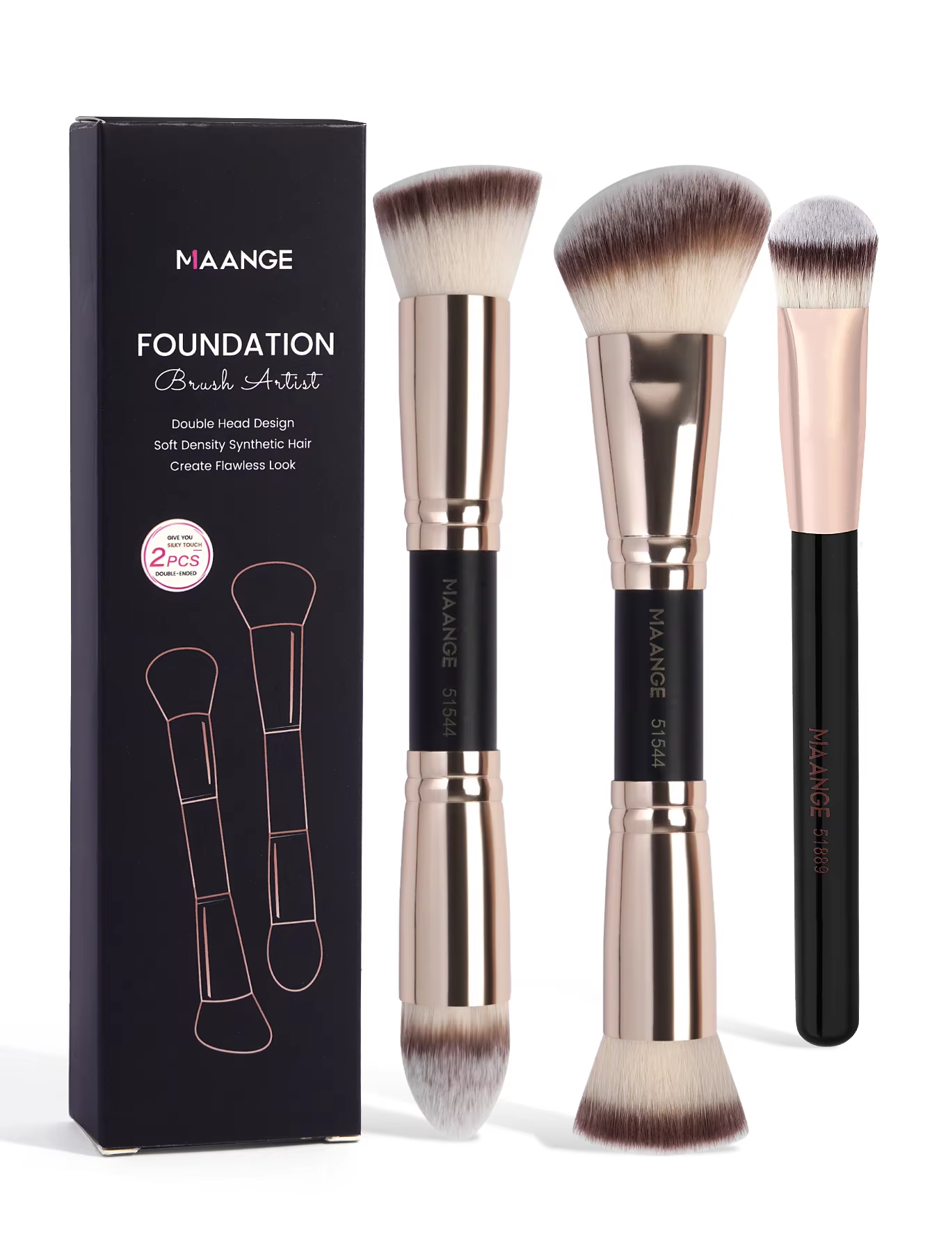 MAANGE Wholesale Custom OEM&ODM 3pcs Foundation Cosmetic Brush Professional Foundation Highlight Concealer  Makeup Brushes Set - 图片 1