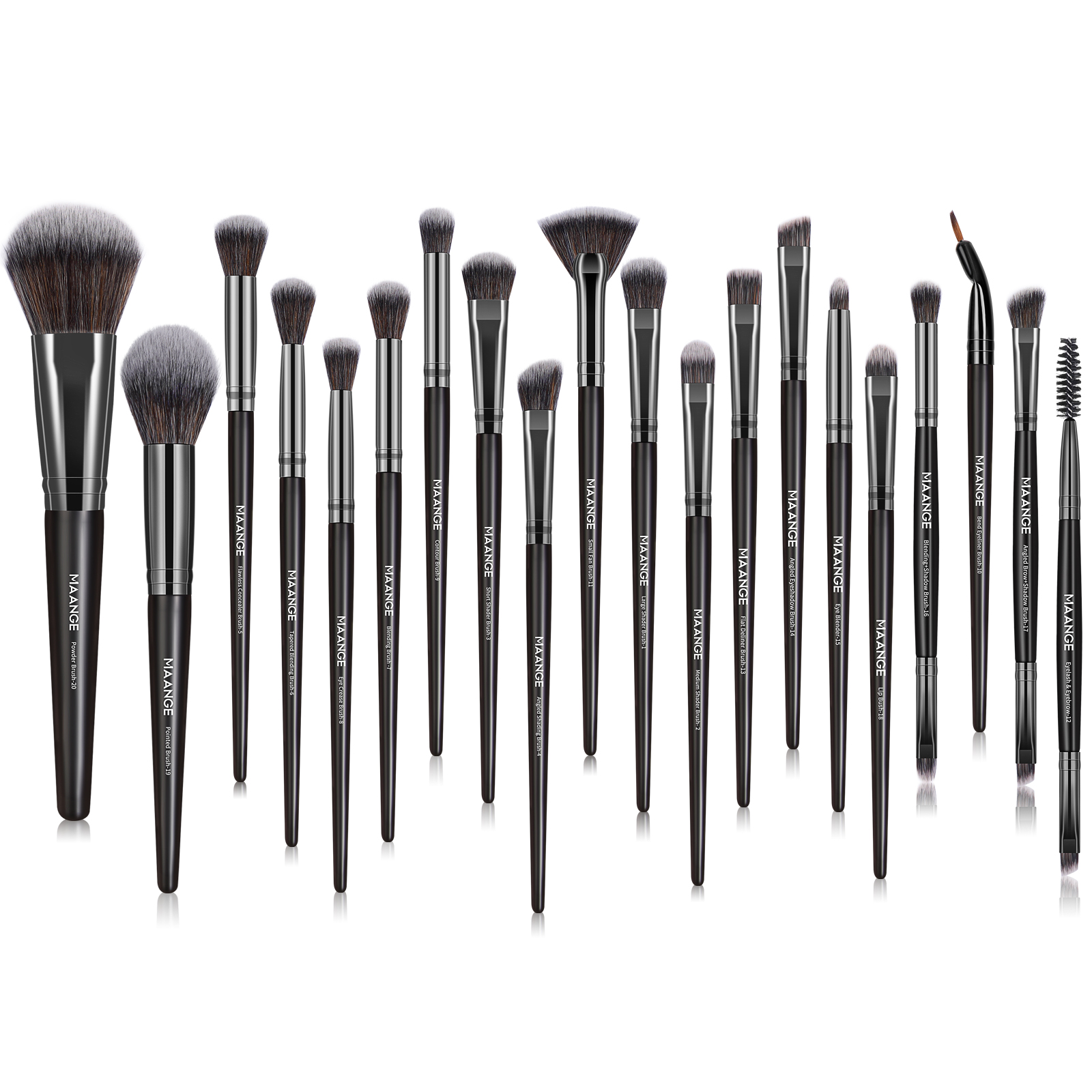 MAANGE  20pcs Makeup Brushes Kits Cosmetic Black Private Label Foundation Blush Contouring Eyeshadow Brush Makeup Brush Set - 图片 1