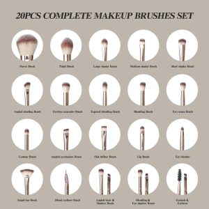 MAANGE 20PCS Professional Synthetic Makeup Brush Set Private Label &Customizable Facial Professional Makeup Brush Set - 图片 5