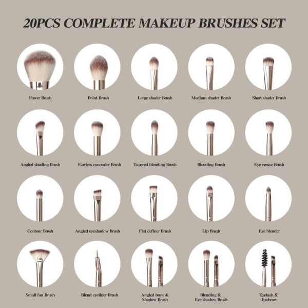 MAANGE 20PCS Professional Synthetic Makeup Brush Set Private Label &Customizable Facial Professional Makeup Brush Set