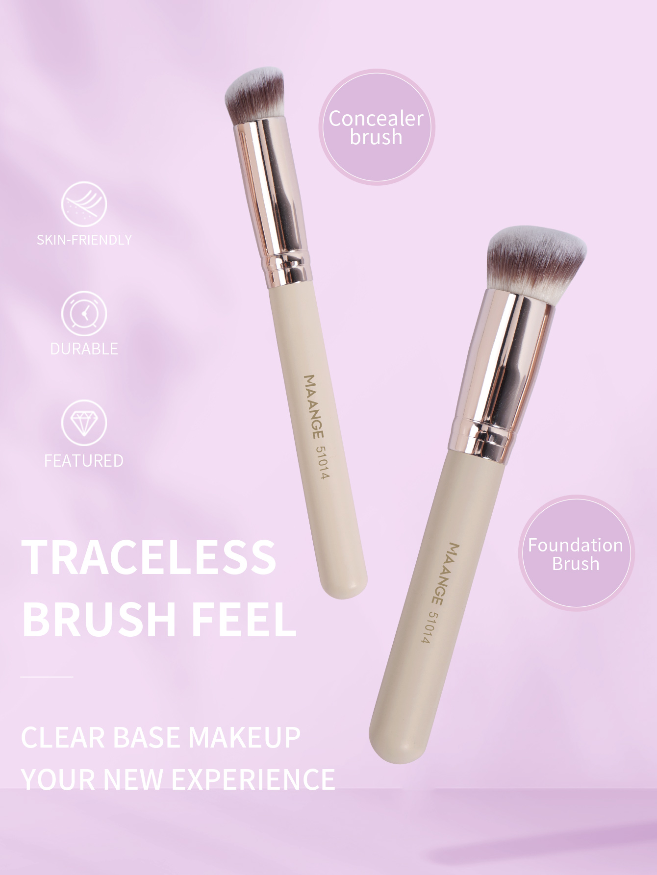 MAANGE Luxury 2PCs  Makeup Brush Foundation Concealer Blush Brush Private Label ODM&OEM Professional Makeup Brush Set - 图片 5