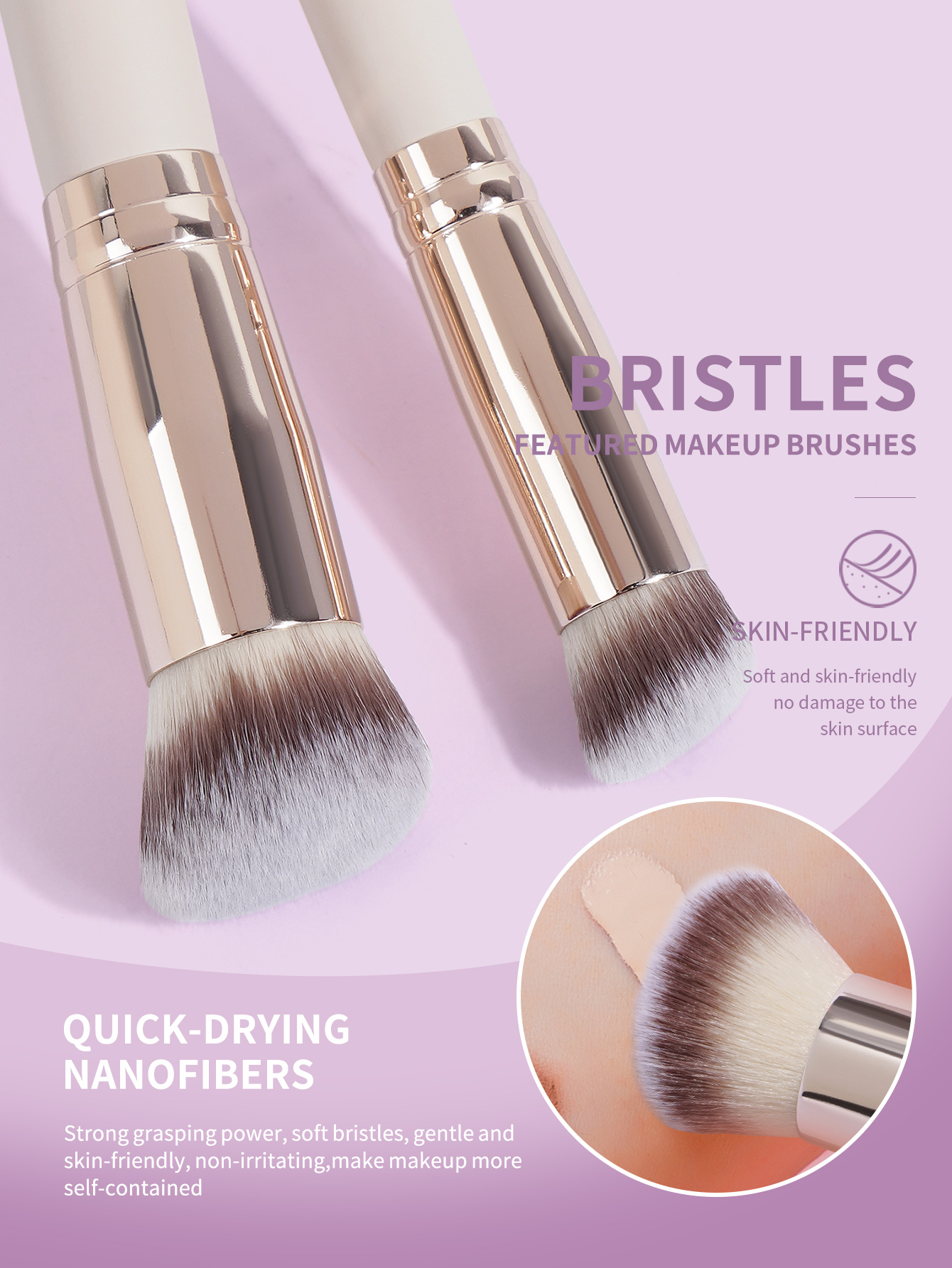MAANGE Luxury 2PCs  Makeup Brush Foundation Concealer Blush Brush Private Label ODM&OEM Professional Makeup Brush Set - 图片 3