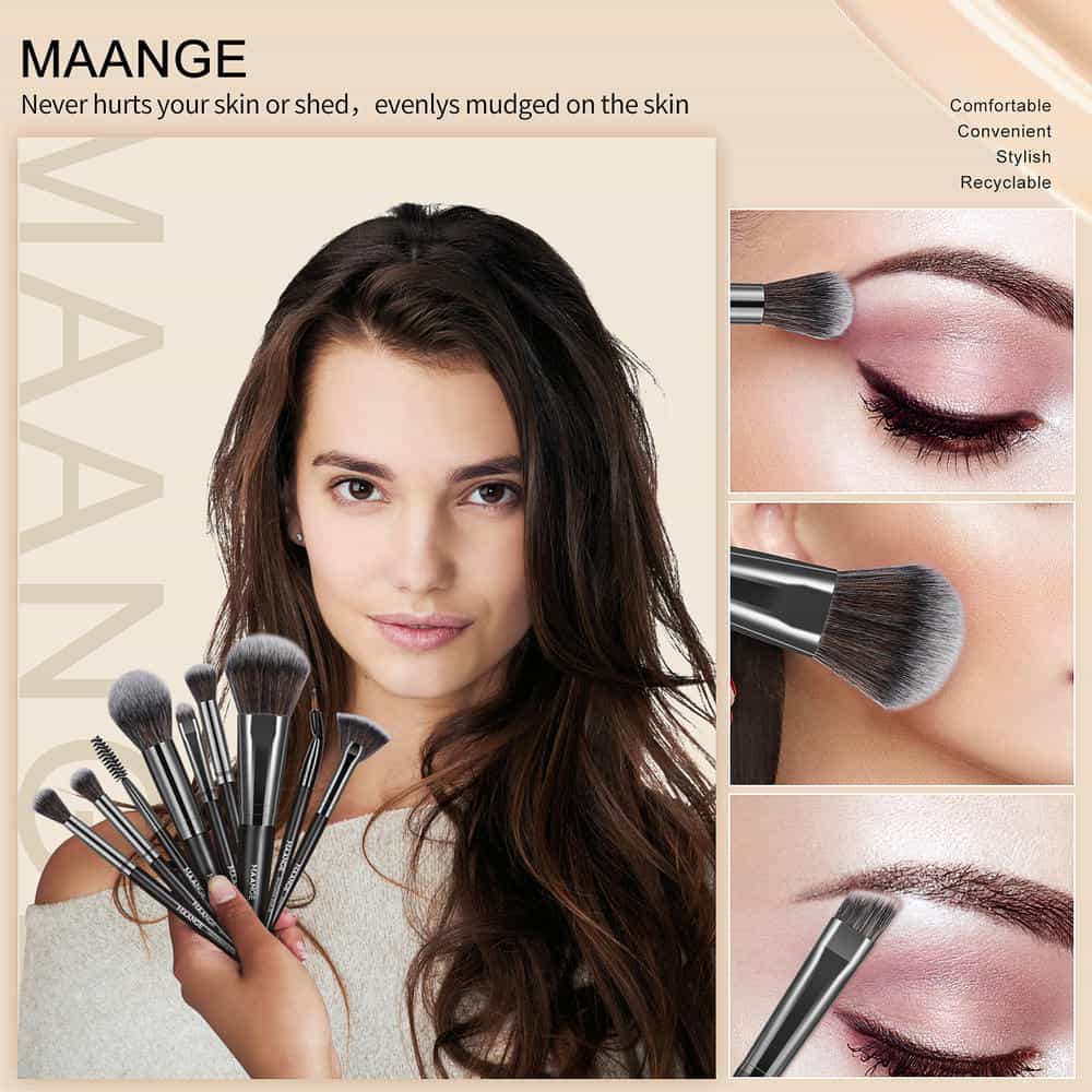 MAANGE  20pcs Makeup Brushes Kits Cosmetic Black Private Label Foundation Blush Contouring Eyeshadow Brush Makeup Brush Set - 图片 5