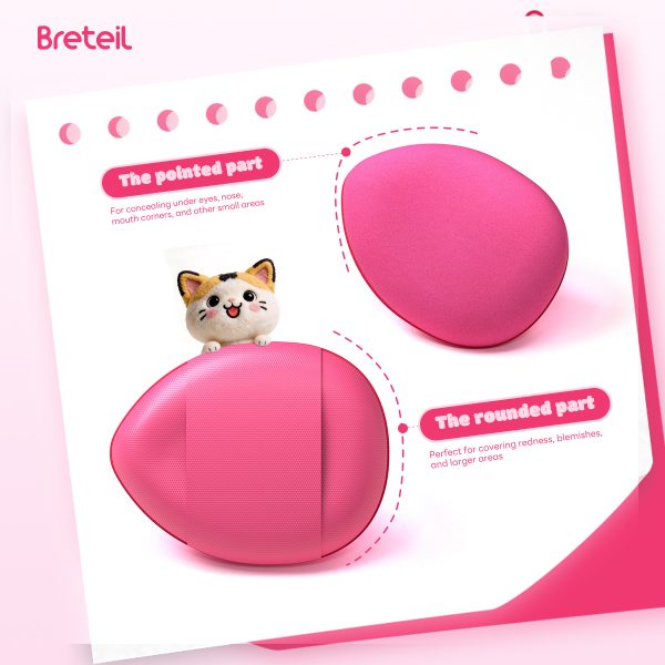 Breteil Wholesale  7PCS Thumb Puff Powder Puff Loose Sponge Washable  Soft Cotton Puff Teardrop-shaped 7PCS Thumb Puff