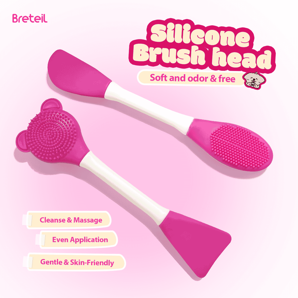 MAANGE Double Side Cute Bear Silicone Lip Brush Exfoliating Nose Clean Blackhead Removal Brushes Cream Spatula Silicone Rod - 图片 3