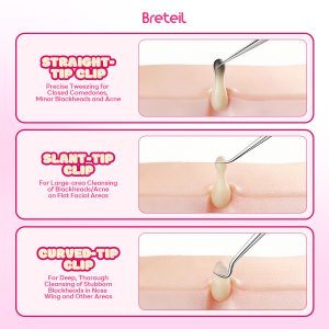 Breteil 3-Piece Ultra-fine Cell Pimples Blackhead Clip Tweezers Beauty Salon Special Scraping Artifact Acne Needle Tool - 图片 2
