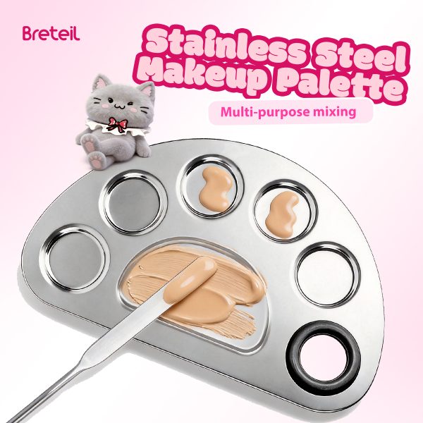 Breteil Wholesale Stainless Steel Foundation Palette Mixing Foundation Eyeshadow Mascara Nail Polish Foundation Palette