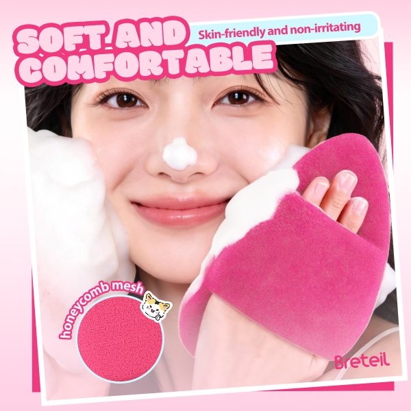 Breteil Wholesale Facial Sponge Cleansing Puff Super Large Water Drop Glove Face Wash Reusable  Facial  Daily Cleansing Puff