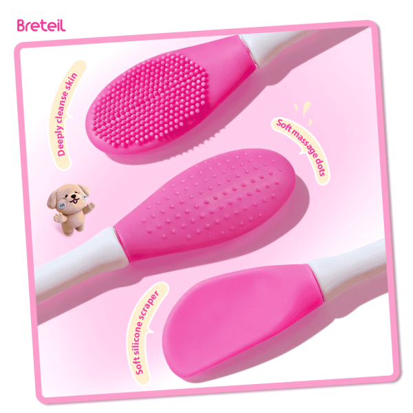MAANGE Double Side Cute Bear Silicone Lip Brush Exfoliating Nose Clean Blackhead Removal Brushes Cream Spatula Silicone Rod