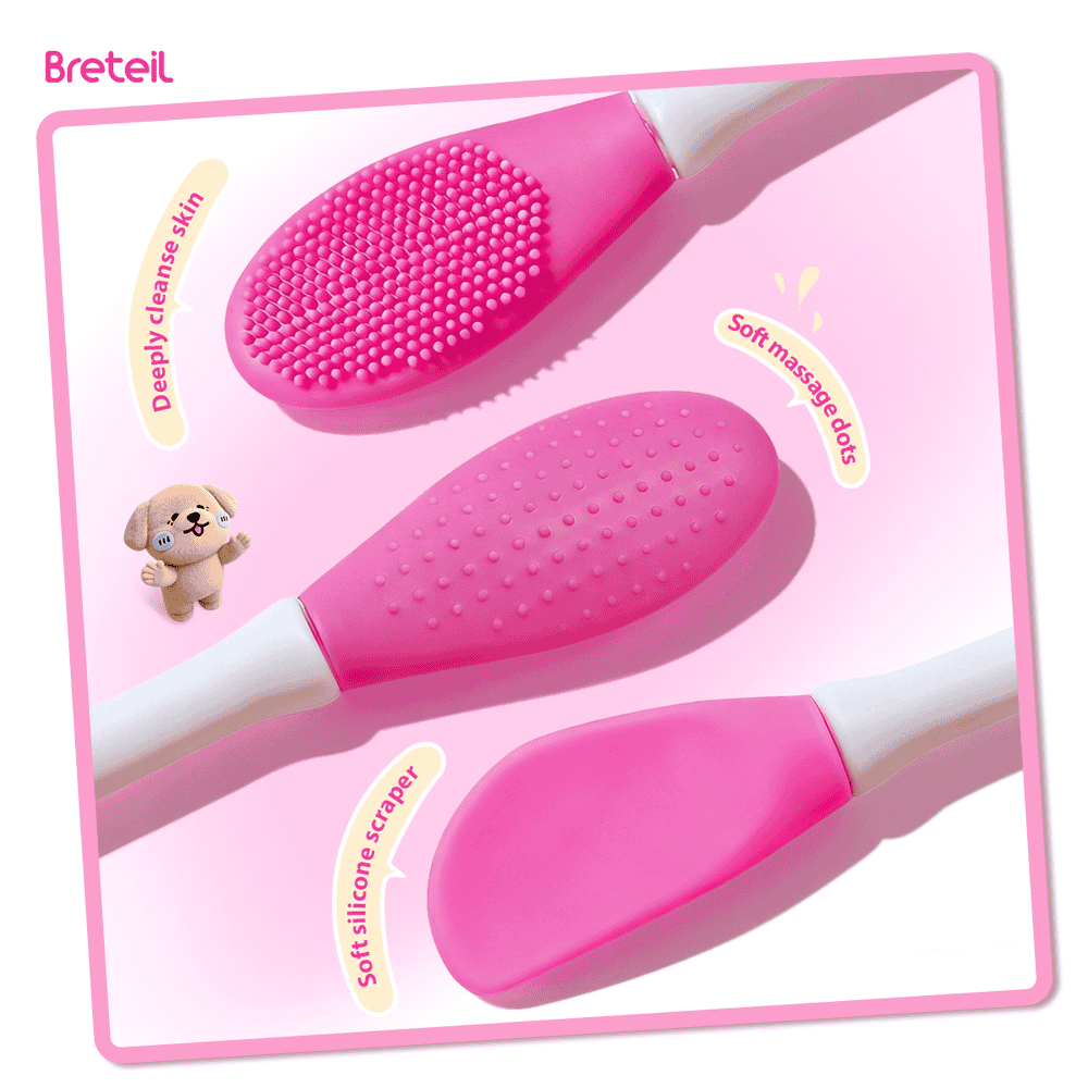 MAANGE Double Side Cute Bear Silicone Lip Brush Exfoliating Nose Clean Blackhead Removal Brushes Cream Spatula Silicone Rod - 图片 4