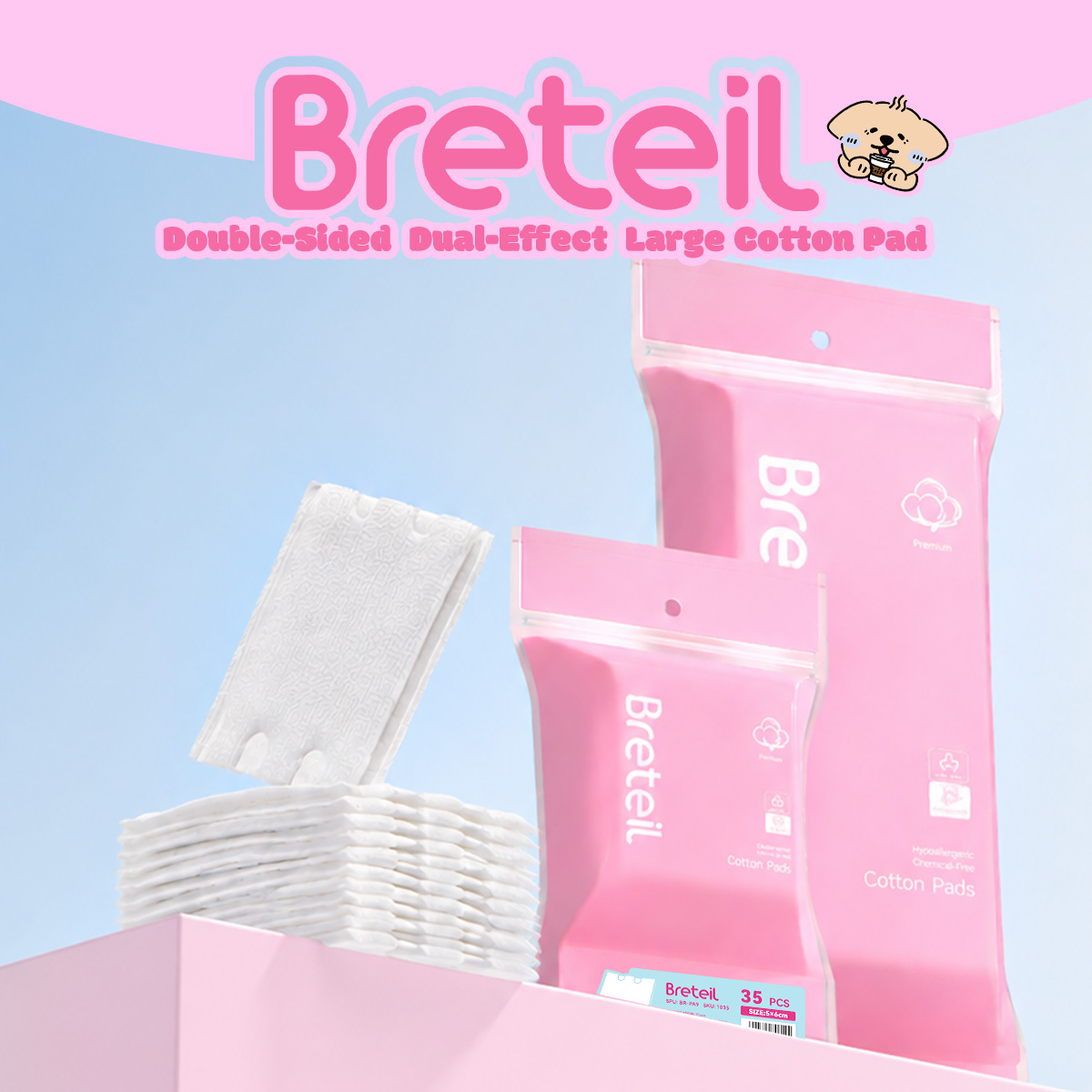 Breteil Wholesale Beauty Makeup Remover Pads Suitable  Dry and Wet Use Beauty Salons Facial Makeup Remover Pads - 图片 1