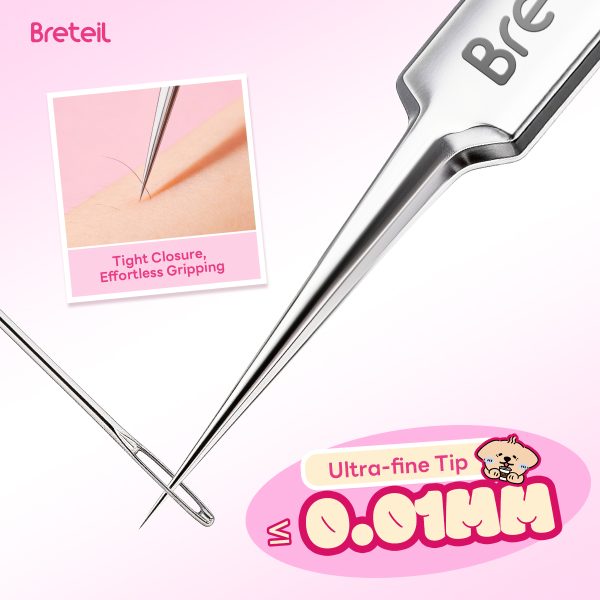 Breteil 3-Piece Ultra-fine Cell Pimples Blackhead Clip Tweezers Beauty Salon Special Scraping Artifact Acne Needle Tool