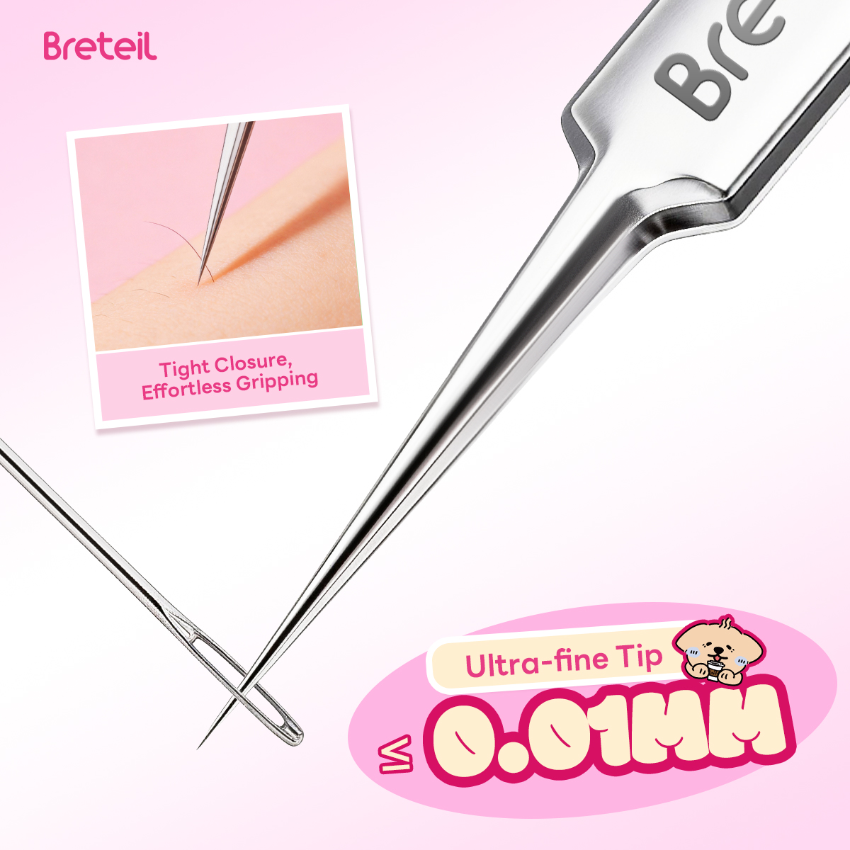 Breteil 3-Piece Ultra-fine Cell Pimples Blackhead Clip Tweezers Beauty Salon Special Scraping Artifact Acne Needle Tool - 图片 3