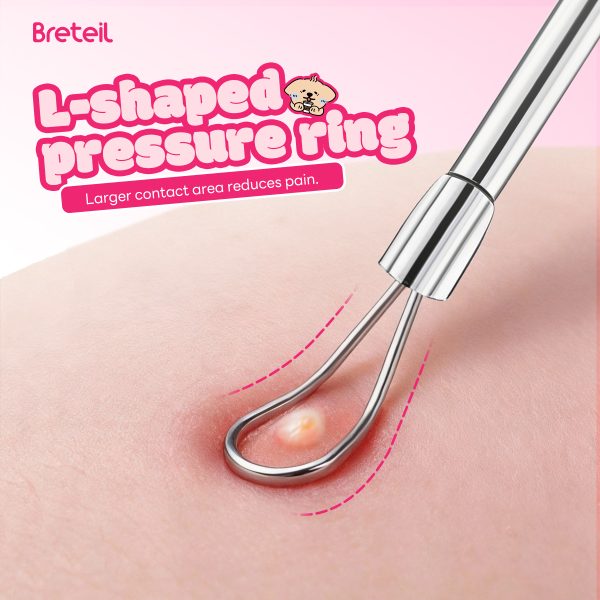 Breteil Wholesale  4-Piece Stainless Steel Facial Acne & Blackhead Removal Kit Wholesale 4pcs Acne Extraction Tools Case