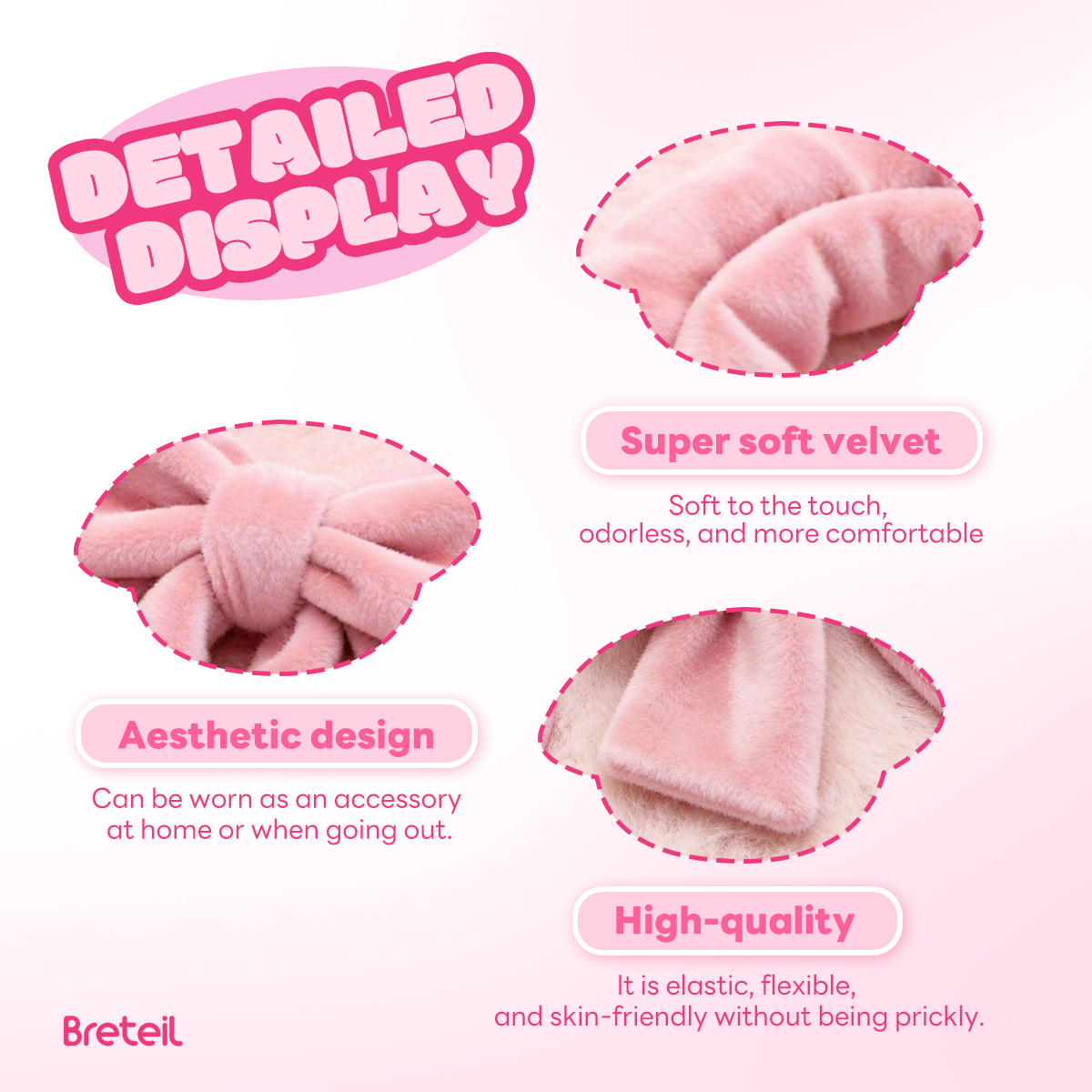 Breteil Wholesale Long Hair Strap Curl Hair Soft Curling Headband  Hair Tie Sleep Big Wave Non Heat Curling Headband - 图片 5