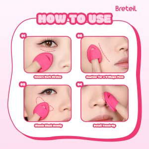 Breteil Wholesale  7PCS Thumb Puff Powder Puff Loose Sponge Washable  Soft Cotton Puff Teardrop-shaped 7PCS Thumb Puff - 图片 5