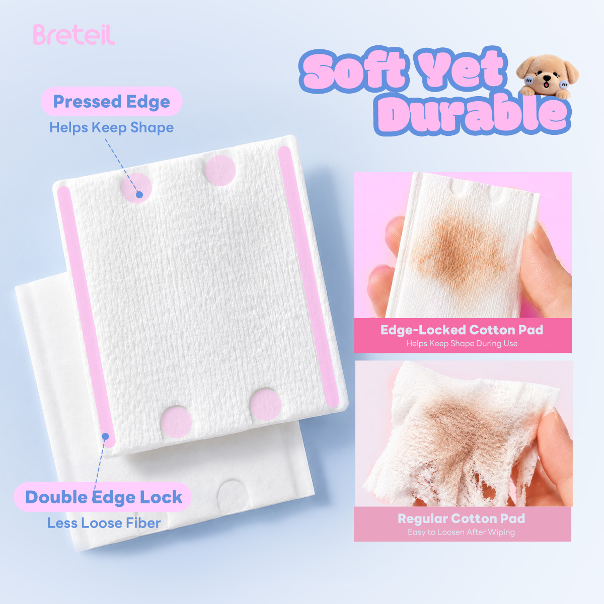 Breteil Wholesale Beauty Makeup Remover Pads Suitable  Dry and Wet Use Beauty Salons Facial Makeup Remover Pads - 图片 3