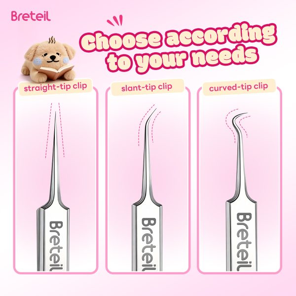 Breteil 3-Piece Ultra-fine Cell Pimples Blackhead Clip Tweezers Beauty Salon Special Scraping Artifact Acne Needle Tool