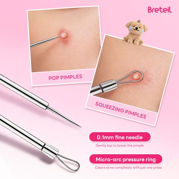 Breteil Wholesale  4-Piece Stainless Steel Facial Acne & Blackhead Removal Kit Wholesale 4pcs Acne Extraction Tools Case