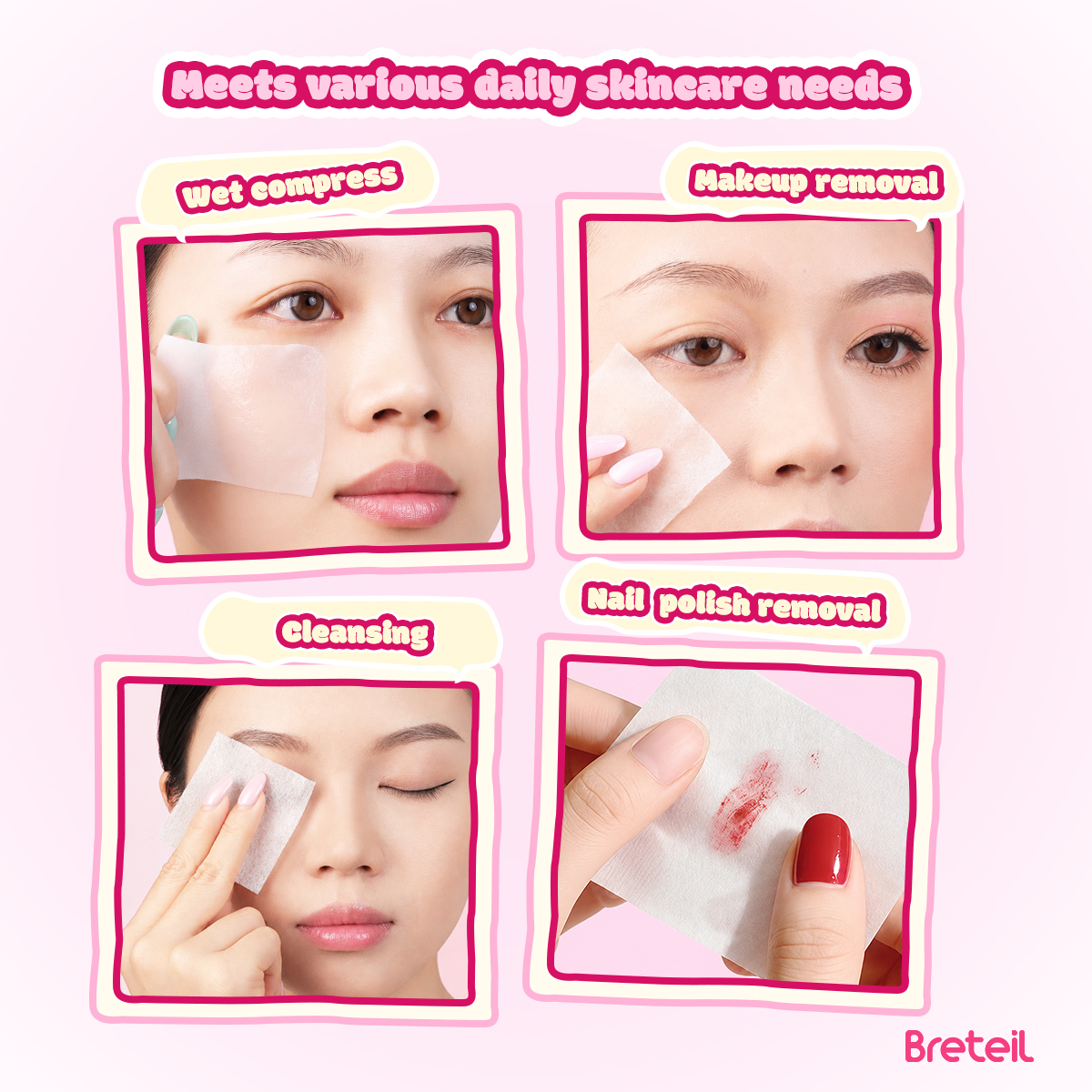 MAANGE Wholesale Facial Makeup Remover Pads 150-500pcs Single-Layer Thin Lint-Free Suitable Both Dry Wet Use Makeup Remover Pads - 图片 6