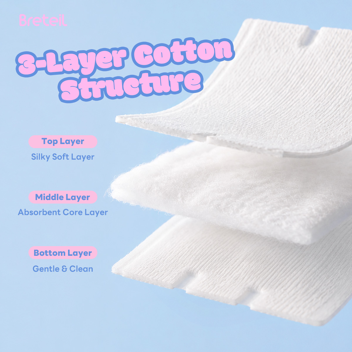 Breteil Wholesale Beauty Makeup Remover Pads Suitable  Dry and Wet Use Beauty Salons Facial Makeup Remover Pads - 图片 4