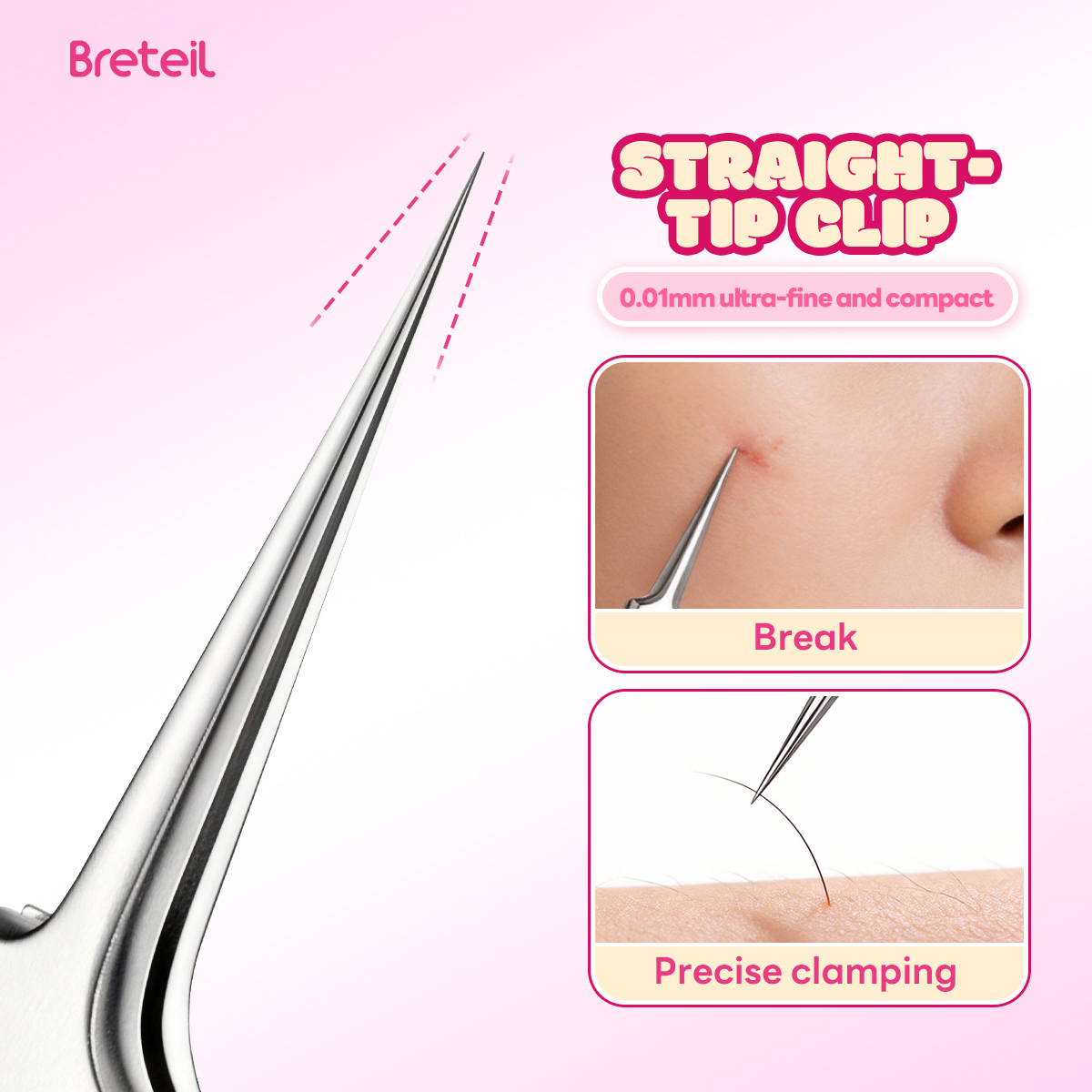 Breteil 3-Piece Ultra-fine Cell Pimples Blackhead Clip Tweezers Beauty Salon Special Scraping Artifact Acne Needle Tool - 图片 6