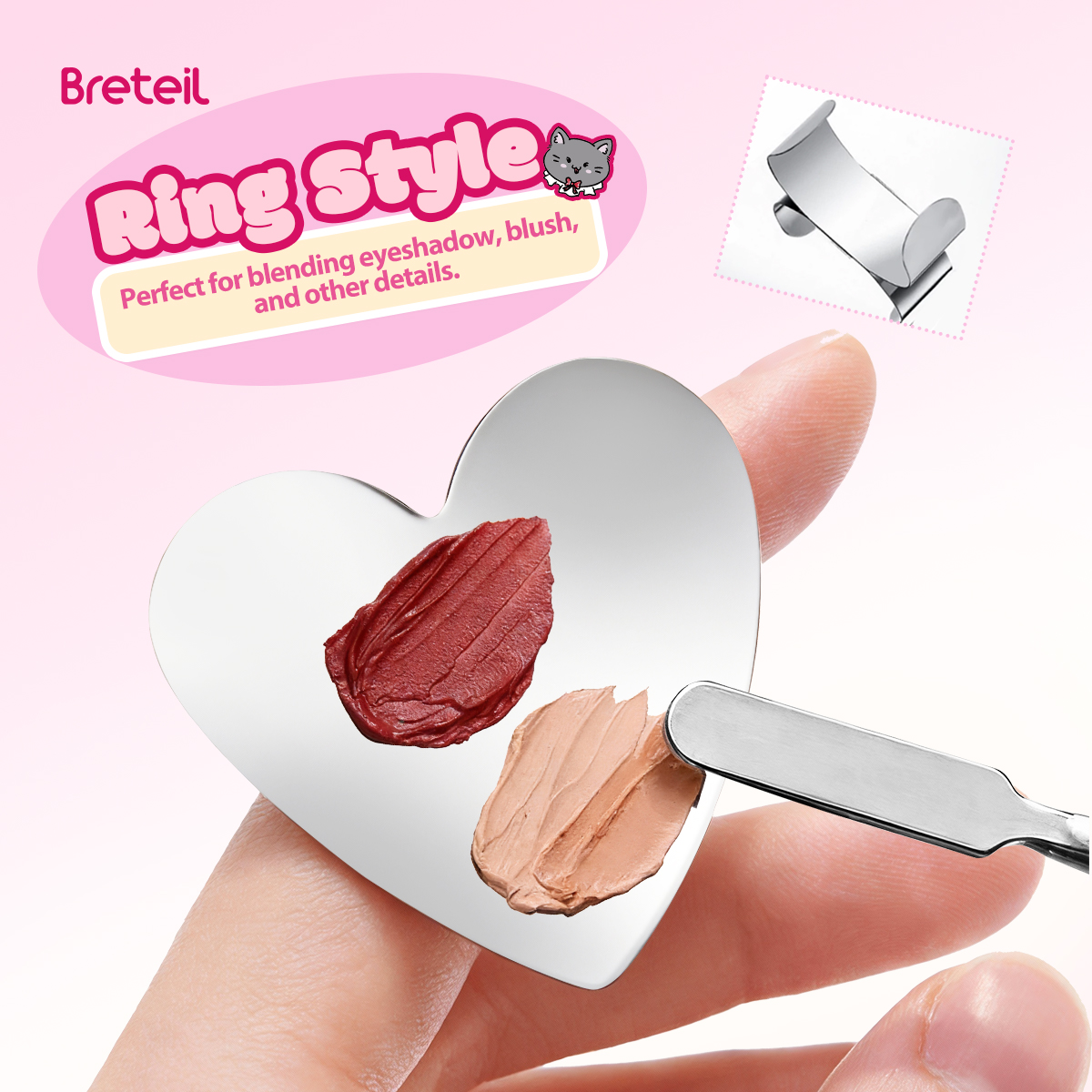 Breteil Wholesale Stainless Steel Foundation Palette Mixing Foundation Eyeshadow Mascara Nail Polish Foundation Palette - 图片 6