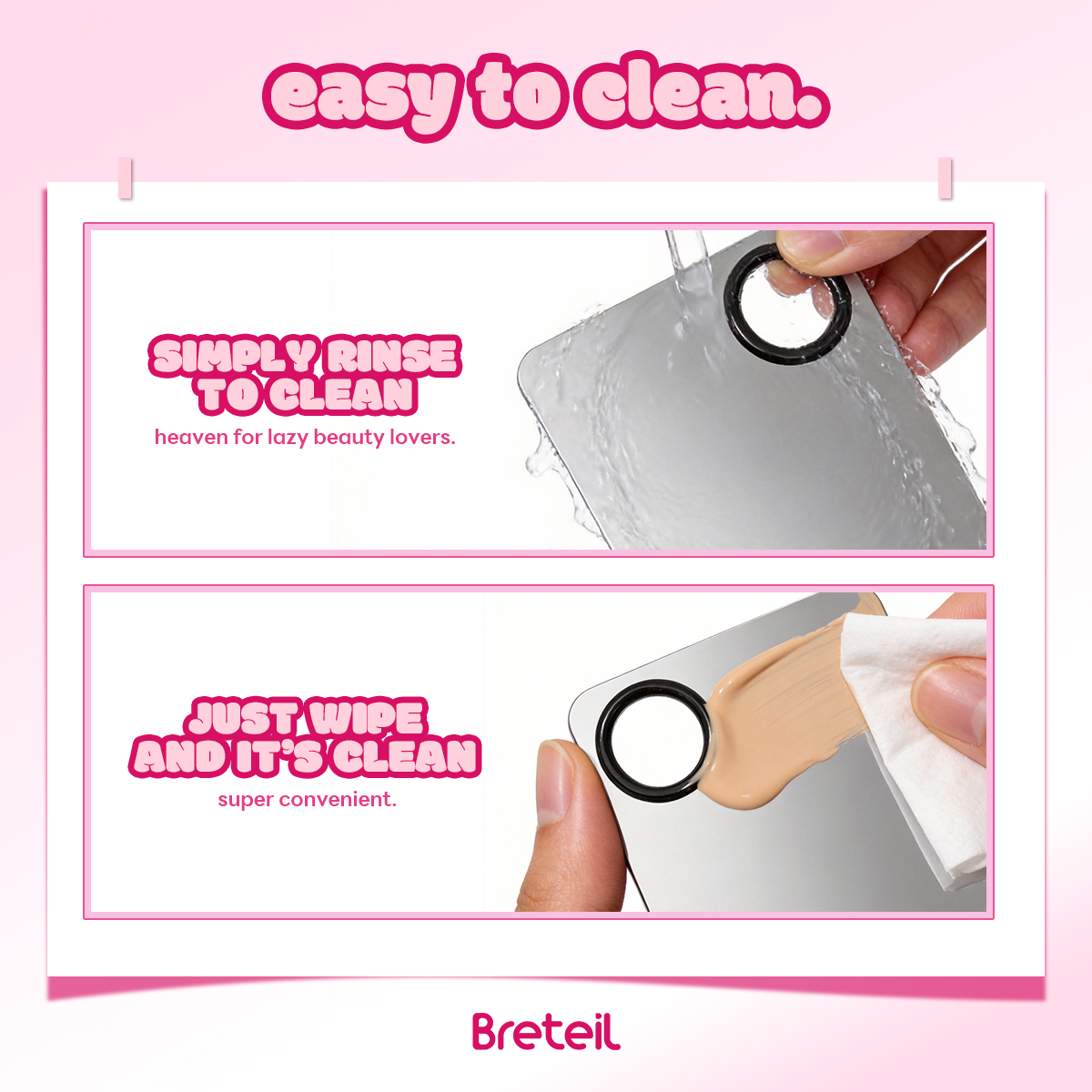 Breteil New Wholesale Eyeshadow Foundation Liquid Stainless Steel Palette Foundation Spatula Professional Makeup Palette Tool - 图片 6