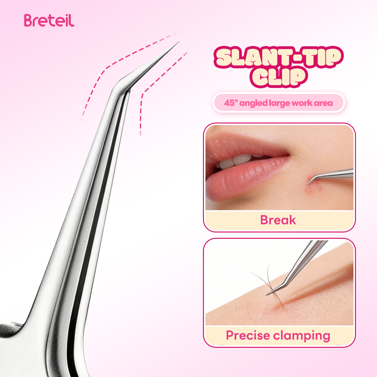 Breteil 3-Piece Ultra-fine Cell Pimples Blackhead Clip Tweezers Beauty Salon Special Scraping Artifact Acne Needle Tool - 图片 7