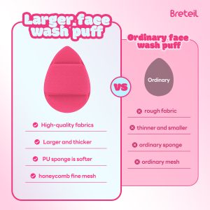 Breteil Wholesale Facial Sponge Cleansing Puff Super Large Water Drop Glove Face Wash Reusable  Facial  Daily Cleansing Puff - 图片 6
