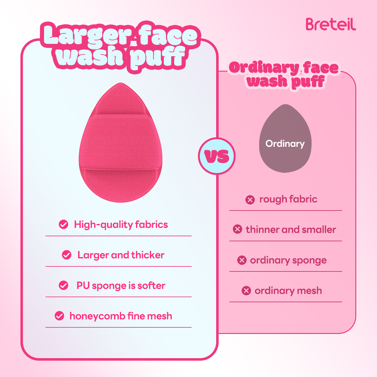 Breteil Wholesale Facial Sponge Cleansing Puff Super Large Water Drop Glove Face Wash Reusable  Facial  Daily Cleansing Puff - 图片 6