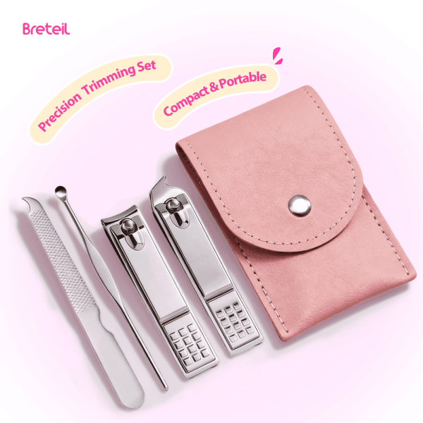 Breteil Wholesale 4-Piece Stainless Steel Nail Clippers & Trimmer Box-Portable Professional Durable Nail Clippers Set