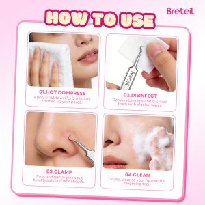 Breteil 3-Piece Ultra-fine Cell Pimples Blackhead Clip Tweezers Beauty Salon Special Scraping Artifact Acne Needle Tool - 图片 9