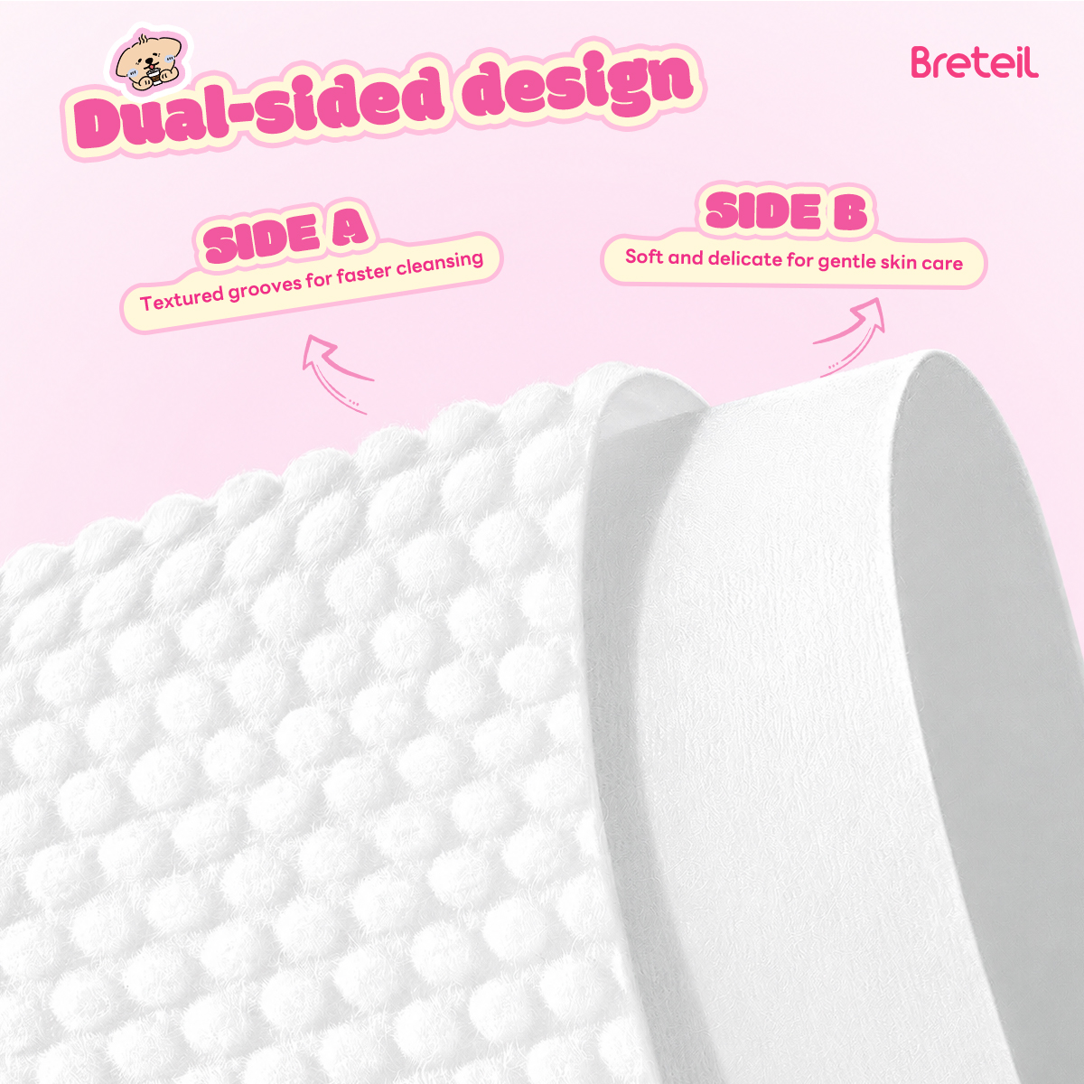 Breteil Pearl Pattern Cotton Pads for Deep Cleansing, Suitable for Both Dry and Wet Compresses, Makeup Remover Pads - 图片 2